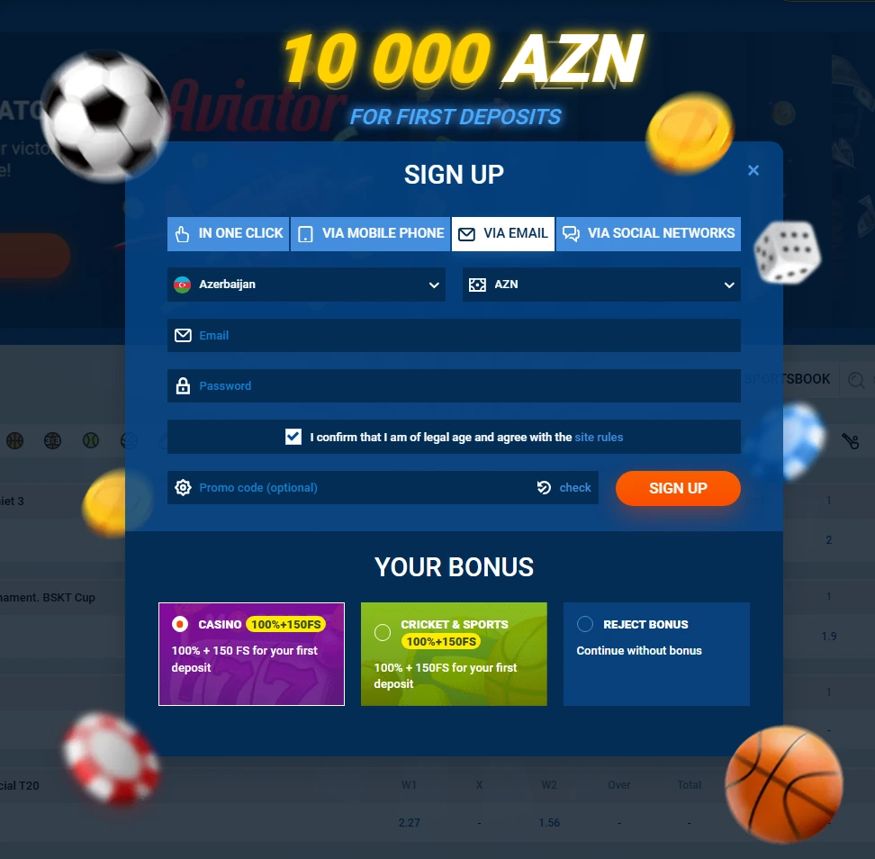 Mostbet qeydiyyat — e-poçt ilə hesab açmaq